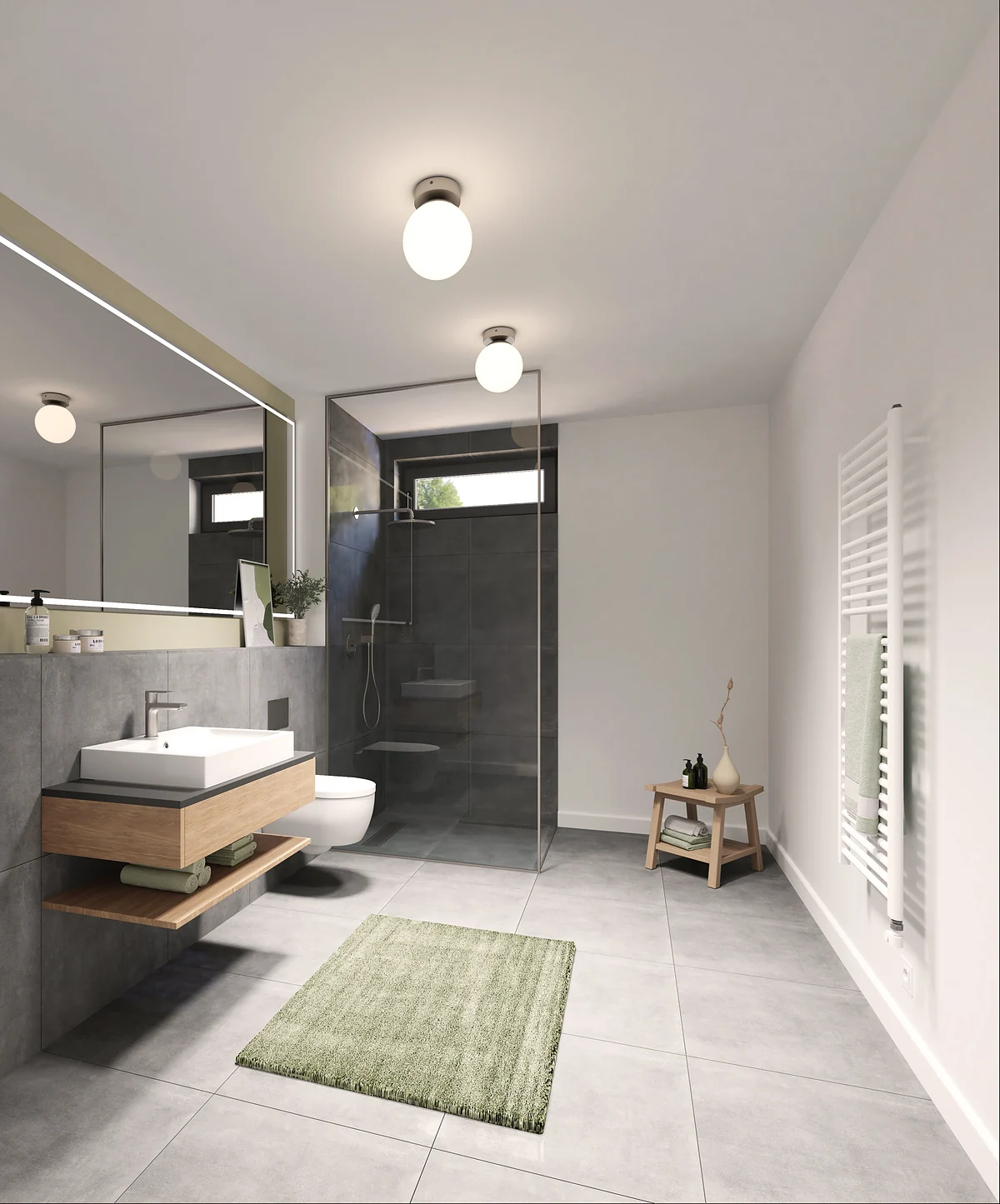 Badezimmer in dunkler Ausführung