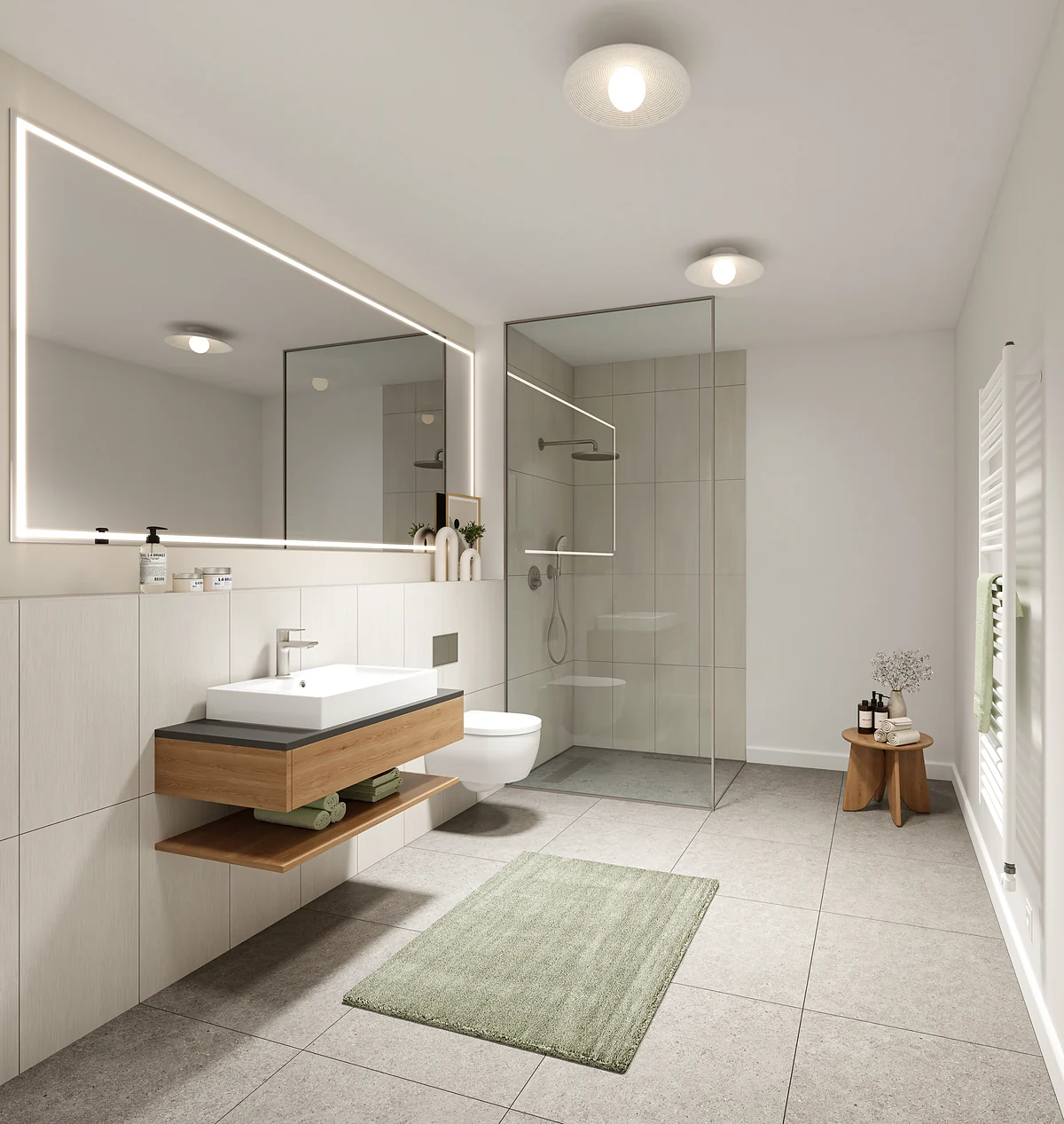 Badezimmer in heller Ausführung